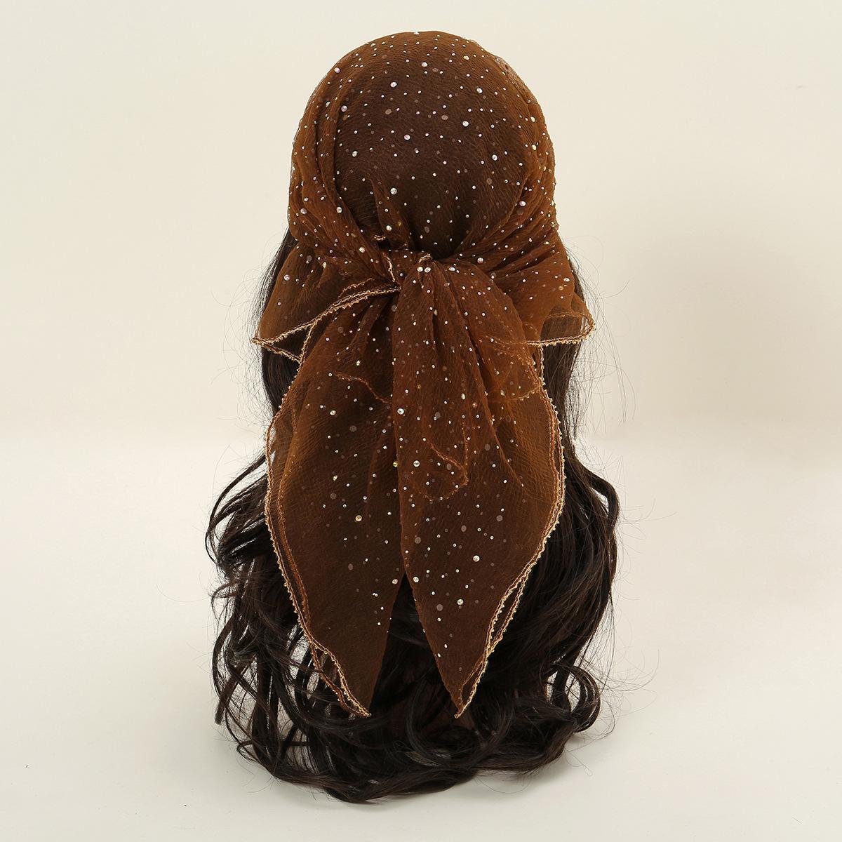 Female Modern Bandana Scarf - Glamorous Glitter-Detailed Fashion Neck Shawl, Multi-Use Head Scarf Turbans for Daily Neck Wear or Hijab, Exquisite Ladies' Birthday Gift (Sports & Outdoor Lawn Games Speed Badminton Accessory)