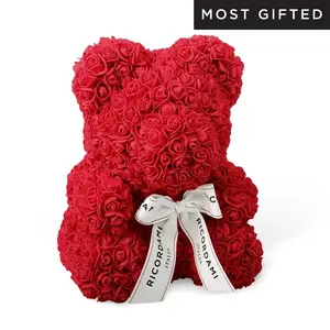 Ricordami Rose Bear - Handmade Teddy with Artificial Roses Perfect Gift for Valentine's Day or Special Birthday artificial flower