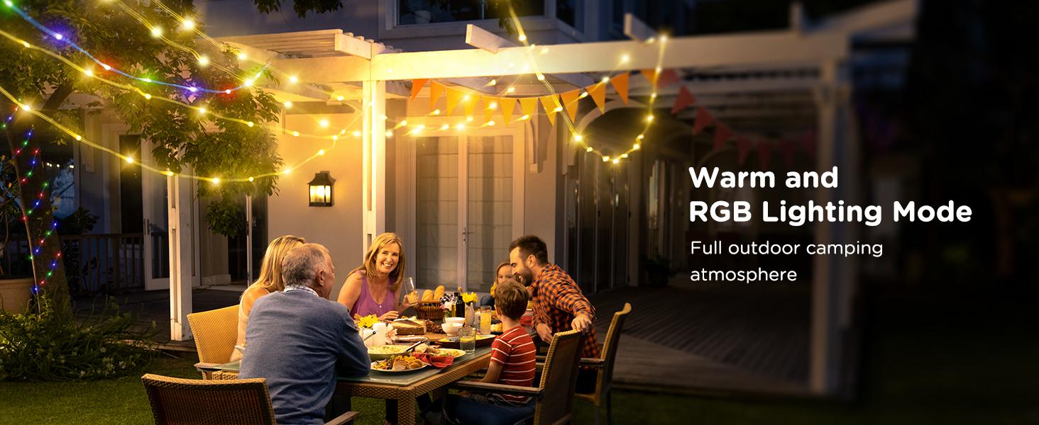 XTAUTO 4 in 1 Quick Storage LED Camping String Lights, 8 Lighting Modes Waterproof Portable Tent Lights, Outdoor Patio Garden Party Halloween Emergency Camping Essentials