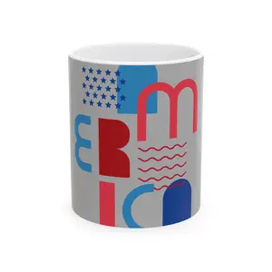 Abstract Americana Letters Mug | Ceramic Coffee Cup