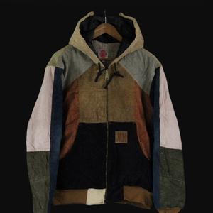 Corduroy Handmade Reworked Custom Jacket Coats Tops Long Sleeve Casual Zipper Hoodie