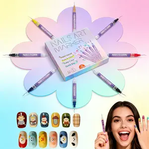 12 Color Nail Doodle Pen for DIY Nail Art Quick Drying Acrylic Painting and 3D Dot Embroidery mma acrylic nail - On Nails Drying Quick Dot Stitching Nail Art Pen for Home and Salon DIY, Nail Care Cutics Manicure Polish Cosmetic