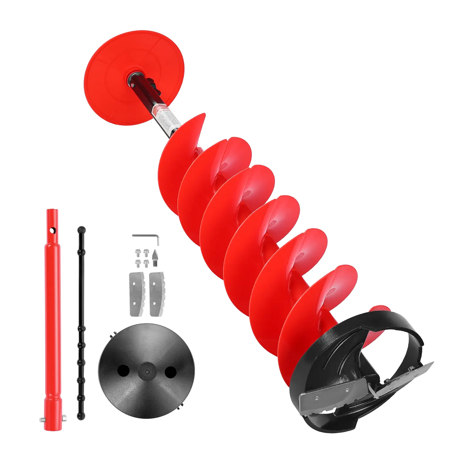 Ice Auger Drill Bit, 8in Diameter 39in Length, Cordless Nylon Ice Fishing Augers With Extra 13.4in Extension Rod, Drill Adapter, Top Plate and Blade Guard