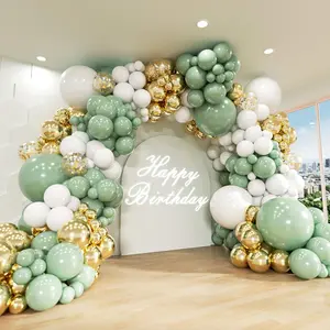Sage Green White  Balloon Arch Kit, 156 count Latex Balloons Different Sizes 18 12 10 5 Inch Party Balloon Garland Kit for  Shower, Wedding, Engagements, Birthday, Anniversary Decorations