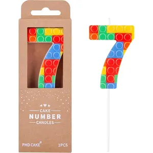 Number 7 Building Block Birthday Cake Candle Numeral Birthday Candles