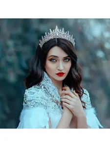 Luxe Rhinestone Bride Crown Headpiece - Crystal & Pearl Hair Accessory for Weddings & Birthday Parties