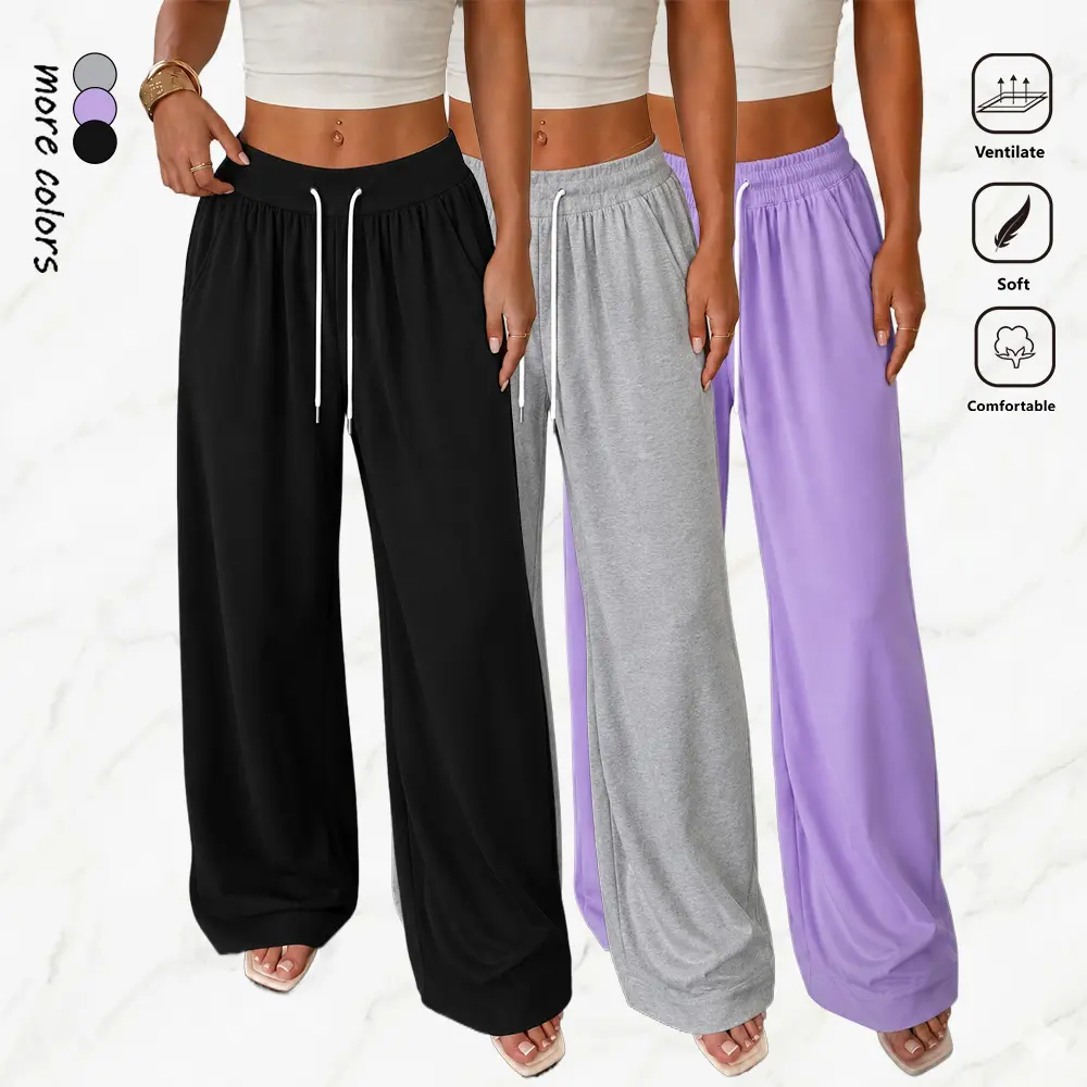 1-pack.Women’s athletic long pants, solid color, straight leg, loose casual fit—ideal for morning runs, night runs, outings, and home wear; a perfect choice for all seasons and machine washable.Summervibes