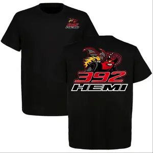 392 HEMI Muscle Car T-Shirt, Mopar Scat Pack Devil Graphic Tee, Dodge Challenger Charger V8 Racing Shirt, American Muscle Car Lover Gift Womenswear Piece Statement Style Tops Streetwear Tshirt Crewneck
