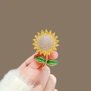 1pc New Sunflower Anti-Slip Brooch Pin, High-End Floral Lapel Pin, Unique Women's Clothing Accessory, Daily Wear Jewelry