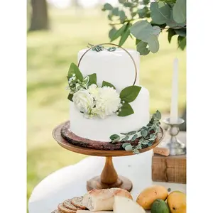 Rinlong White & Sage Floral Wreath Cake Topper