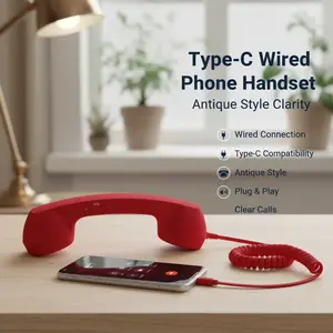 Wired Type-C Mobile Calls Telephones Receiver Antique Style Call Accessory Plug Play Clear Calls Handset Headset Companion