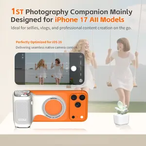COMITOK MOCA iPhone 17 Pro Camera Grip for iOS26 Compatible iOS17 iOS18 Fun Shot Magnetic Grip Anti-Drop Detachable Remote Keychain Hook Ideal for Selfies Vlogs
