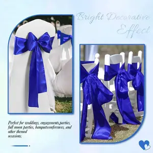 10/30/50pcs Sateen Dining Chair Bows Ribbon Ties Back Sash for Wedding Party
