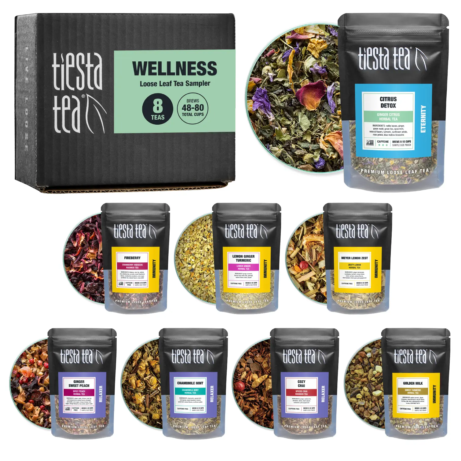 Wellness Tea Sampler, 8 Revitalizing Loose Leaf Blends | Tiesta Tea