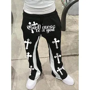 Men’s casual loose jogger pants with a drawstring waist and letter print, suitable for all seasons, fashionable streetwear for young people GARMENTARY