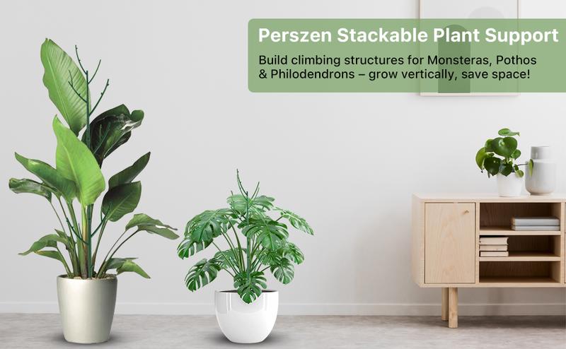 PERSZENStackable Monstera Plant Support Stakes, Plant Support Stakes for Indoor Plants Tall, Plant Climbing Support for Monstera, Philodendron, Potted Plants, Plant Poles for Climbing Plants (6PCS/15PCS)