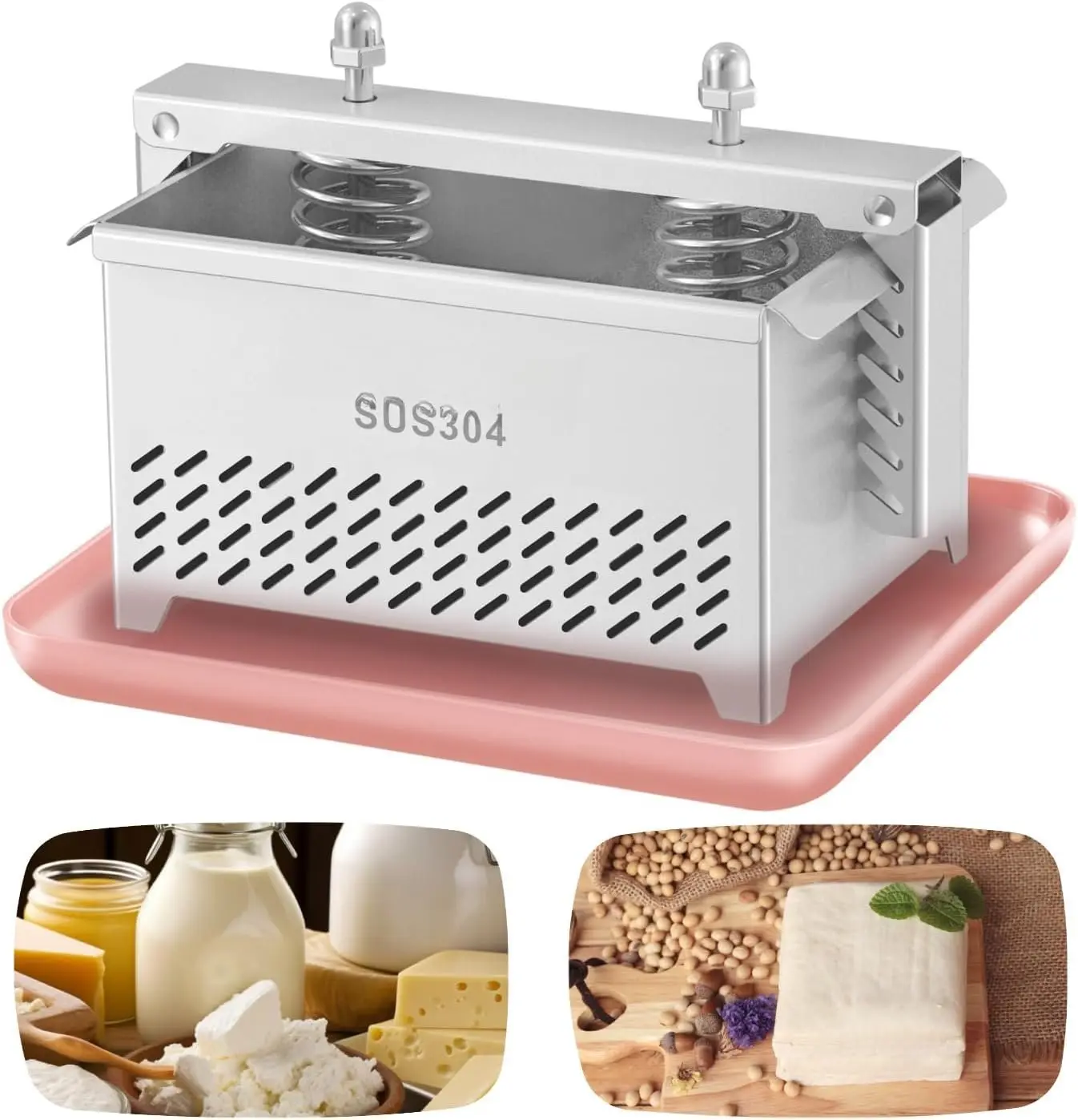 Tofu Press Stainless Steel Tofu Press Paneer Maker - Cheese Press Prensa Para Queso for Homemade Tofu, PaneerEasy to Use and Clean, Tofu Press Dishwasher Safe,   Strainer