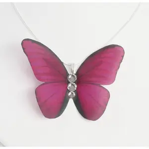 Pink Fuchsia Fashion Butterfly Necklace