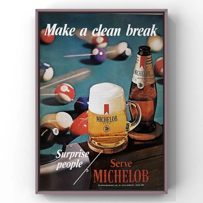 Vintage 1970s Michelob Beer 70s Bar Alcohol Magazine Ad Poster Paper Print Wall Art Home Decor Retro Gift Original Collectible Brewery