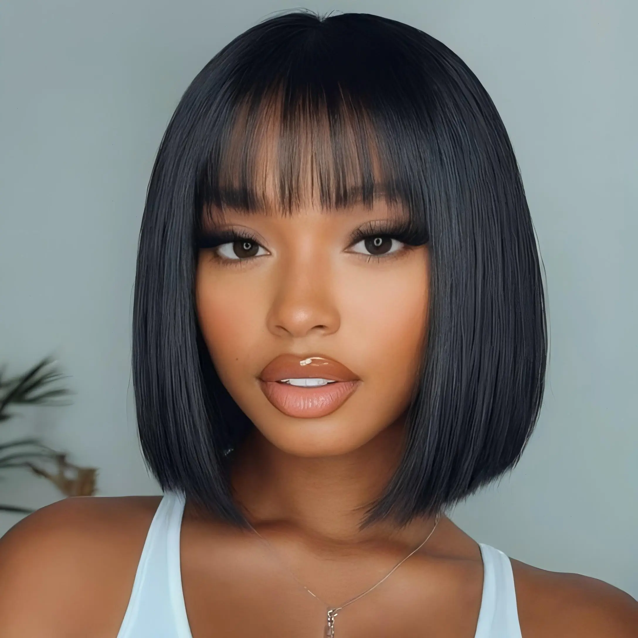 【Fresh Arrival】Tahikie 2x4 Bob Front Lace Human Hair Wigs With Bangs 180% Density Short Bob Wigs With Drawstring One-Step Closure Wear and Go Glueless Wigs 100% Brazilian Virgin Human Hair Wigs for Women #TikTokShopHolidayHau #Summervibes summerwins