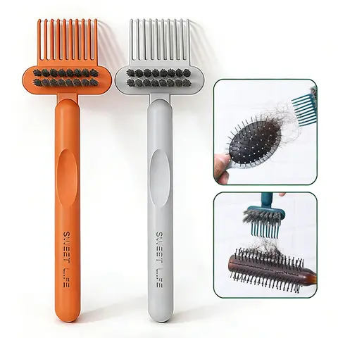 2pcs 2-In-1 Efficient Hair Brush Cleaner Tool, Miniature Hair & Dust Removal Comb, Ideal for Home Grooming Routines, Suitable for Anyone