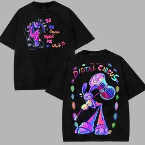 Jax The Amazing Digital Circus T-Shirt, Inspired Graphic Tee, Classic Cotton Floral Print Top, Casual Black Unisex Shirt, Gift for Fans