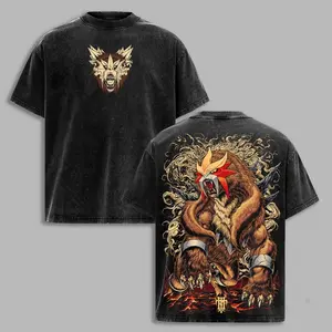 Retro Vintage Limited Edition Entei Eruption - Anime Double Printed Vintage Washed Tee Unisex Oversize Anime Manga Washed Heavyweight Cotton T-shirt