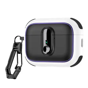 Armor Button Lock Support Wireless Charging Shockproof Durable Protection Earphone Case, Compatible with AirPods 1/2 3 4 Pro 2