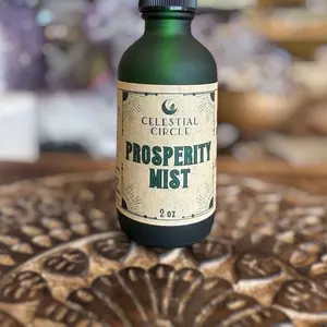 Celestial Circle Prosperity Mist 2 oz Handmade Small Batch Room Spray for Prosperity Wealth Energy Cleansing Ritual Organic Moisturizers Skin Repair