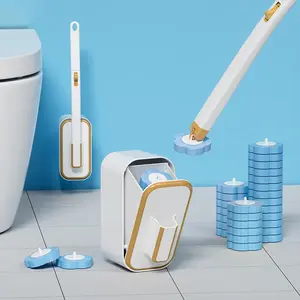 Disposable Toilet Brush Set, 1 Set Toilet Bowl Cleaning Brush with Holder & Refills, Household Cleaning Tools for Bathroom Toilet, Room Accessories, Toilet Cleaner, Toilet Bowl Cleaners, Toilet Plunger Kit, Toilet Cleaning System