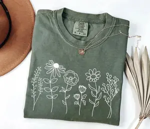 Comfort Colors Wildflower TShirt, Floral Cottagecore T-Shirt, Botanical Shirts, Flower Shirt, Nature Shirt, Plant Lover Gift, Summer Vibes