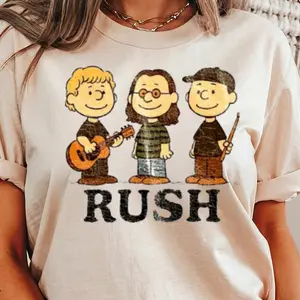 Rush x Peanuts Retro T-Shirt: Geddy Lee, Lifeson, Peart