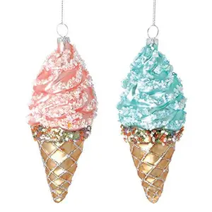 Glass Pastel Ice Cream Cone Ornament