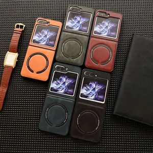 Luxury Leather MagSafe Case for Samsung Galaxy Z Flip/Z Fold 3 4 5 6 7 - Full-Body Shockproof Cover with Magnetic Charging Support - Full-Body Shockproof Cover with Magnetic Charging Support #XYYJFGFSZDCXKBLACK