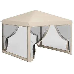 Outsunny 210D Oxford 10' x 10' Pop Up Canopy Tent with Netting, Instant Screen Room House, Tents for Parties, Height Adjustable, with Carry Bag, for Outdoor, Garden, Patio