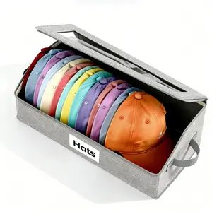 Stackable Hat Storage Box, Baseball Cap Organizer, Holds 30 Hats, Foldable Paperboard Stand, Transparent Dust-Proof Window, Closet Use