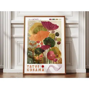 [SALE UP TO 50% + FREE SHIP]  Yayoi Kusama Poster, Japanese Wall Art, Bright Asian Decor, Minimalist Print, Abstract Japan Artwork