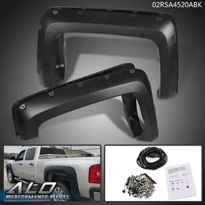 4Pcs Pocket-Riveted Fender Flares Fit For 14-18 Chevy Silverado 6.5'-8'Bed New