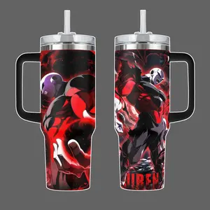 Jiren Rage Energy Aura Stainless Steel Insulated Travel Tumbler With Handle 20oz 40oz Dragon Super Anime Full Wrap Design Lid & Straw
