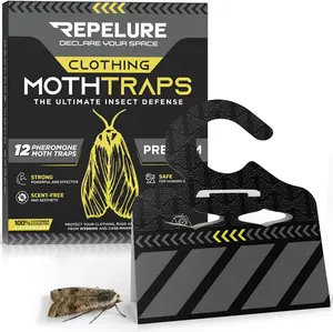 Premium Moth Traps with Pheromones - 12 Pack, Clothing Moths Killer and Repellent for Closet – Indoor Moth Prevention, Anti Moths for Clothes Storage, Trap Balls Alternative