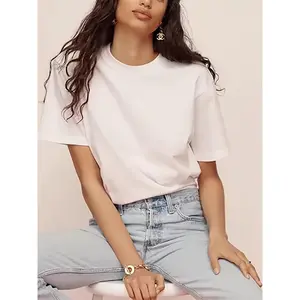 Women's Classic Pure Cotton Short Sleeve T-Shirt - Soft and Breathable Crew Neck Casual Fit, Solid Color Regular H-Neckline Cut, Machine Washable All-Season Essential, Comfortable Casual Attire, Durable Fabric