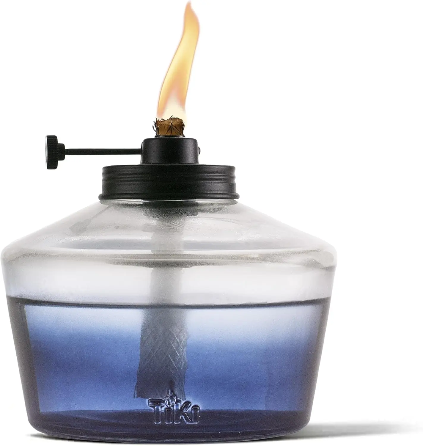 6.25" Adjustable Flame Penta Glass Votive Tabletop Torch - Watercolor Blue Outdoor Lighting, Mosquito Repellent, Long-Lasting Fiberglass Wick for Patio, Garden, Backyard (Default)