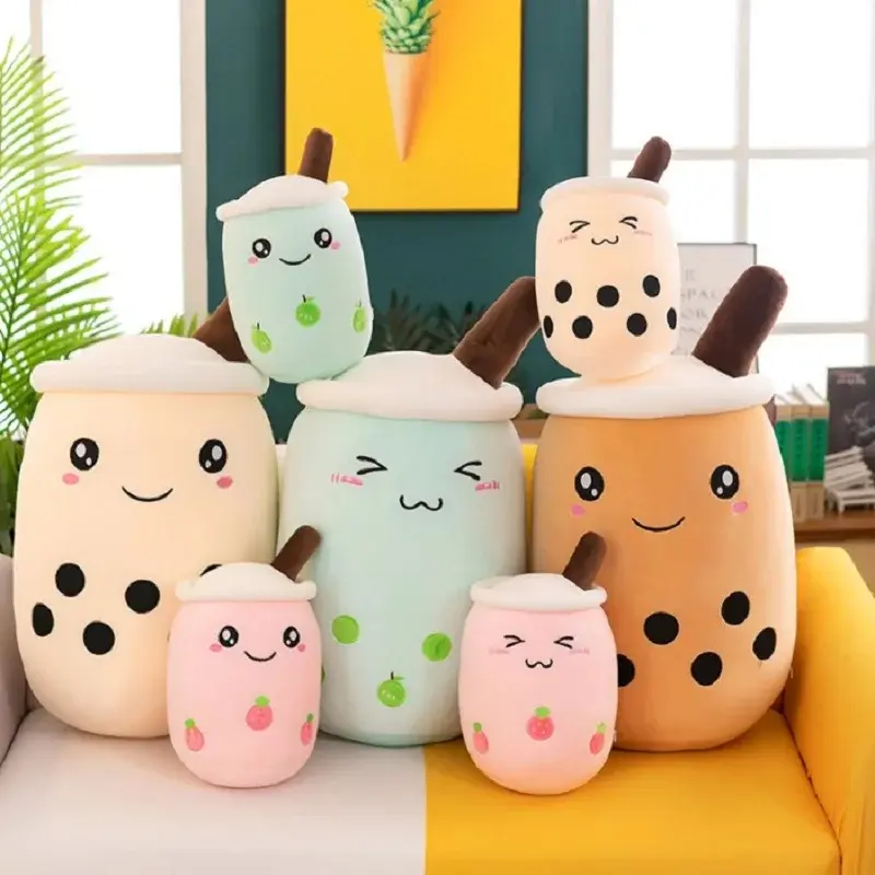 24cm Large Size Milk Tea Pillow Soft Stuffed Plush Toys Boba Tea Plushie Toy For Kids Toys Birthday Gifts