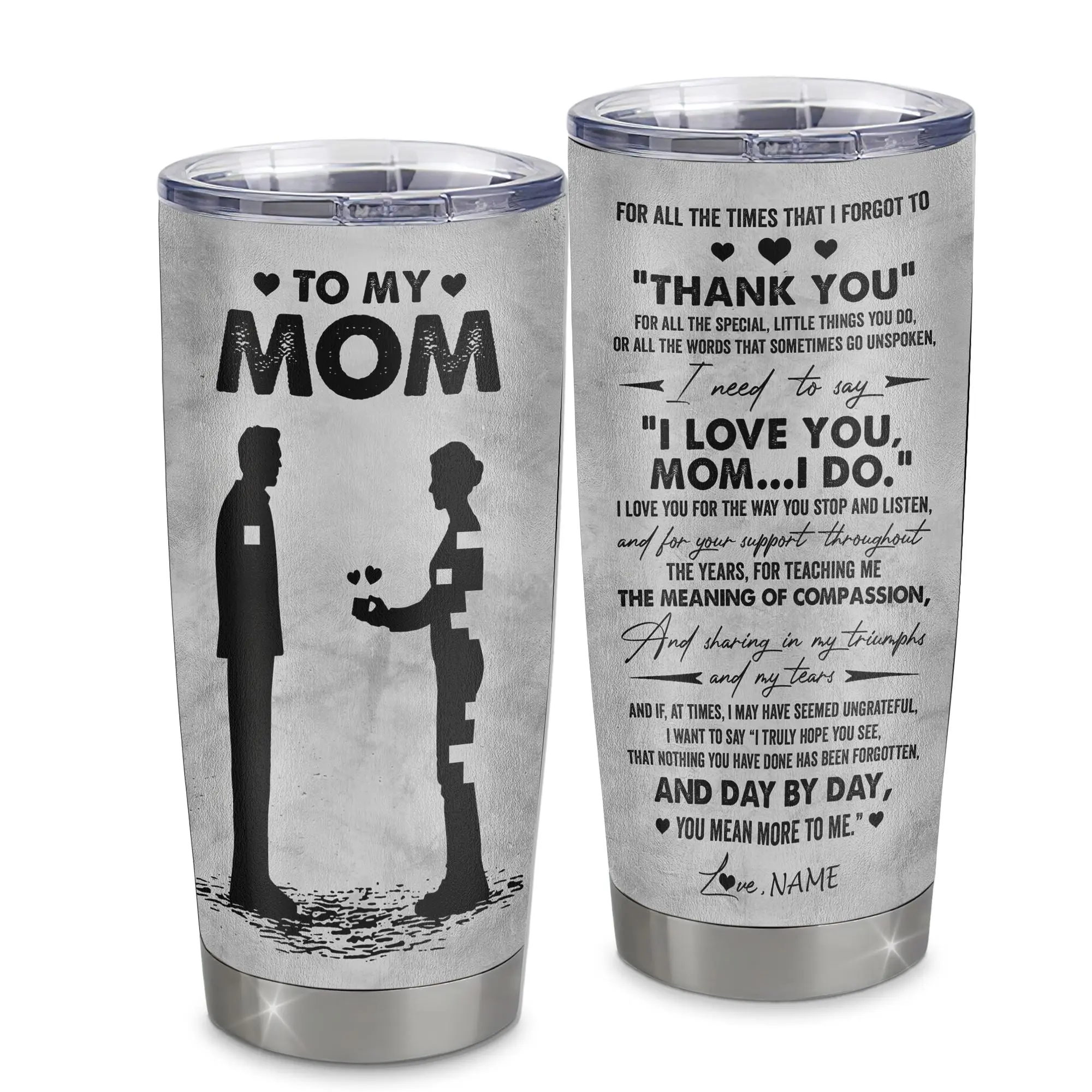To My Mom Tumbler Gift from Daughter/Son, Emotional Mom Gift, Long Message Mom Cup, Personalized Gift for Mom, Birthday Mother Gift