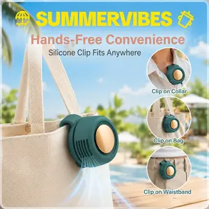 Convenient summer essential mini bladeless fan, one-handed operation 3-speed mode adjustable, silent clip-on convenient rechargeable fan. Suitable for outdoor, office, traveling, mother's day gift