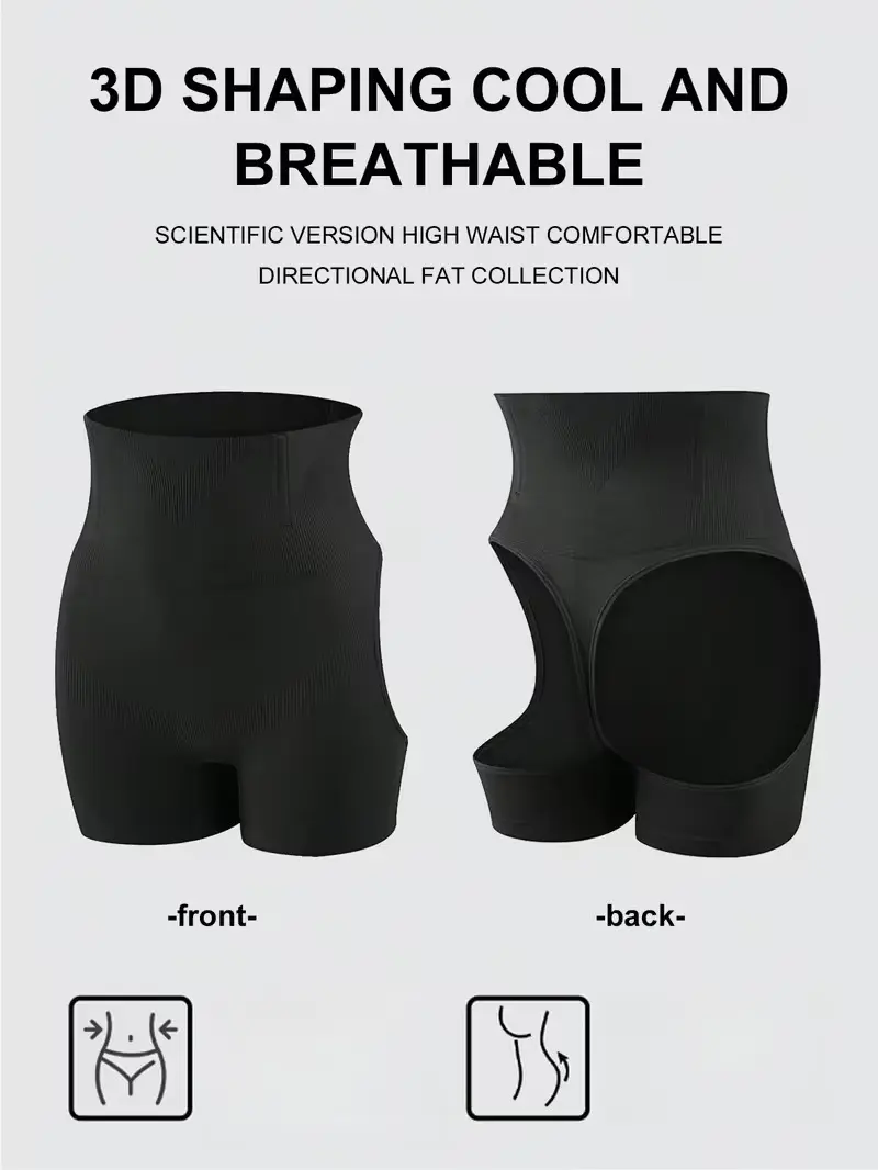 Women's Shapewear Panties, Minimalist High-Cut Seamless Briefs with Hollow Cutout, Flexible Fit Compression for Tummy Control