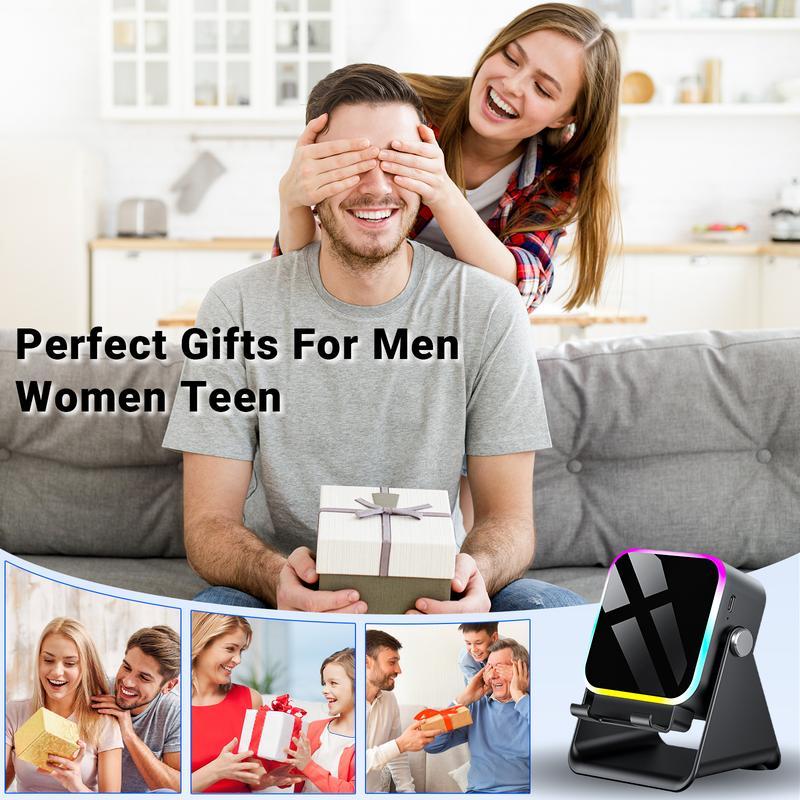 2026 5-in-1 Inductive Bluetooth Speaker with Phone Stand & Amplifier Rechargeable Color Lights Compatible with iPhone & Android Perfect Birthday Gift for Teens