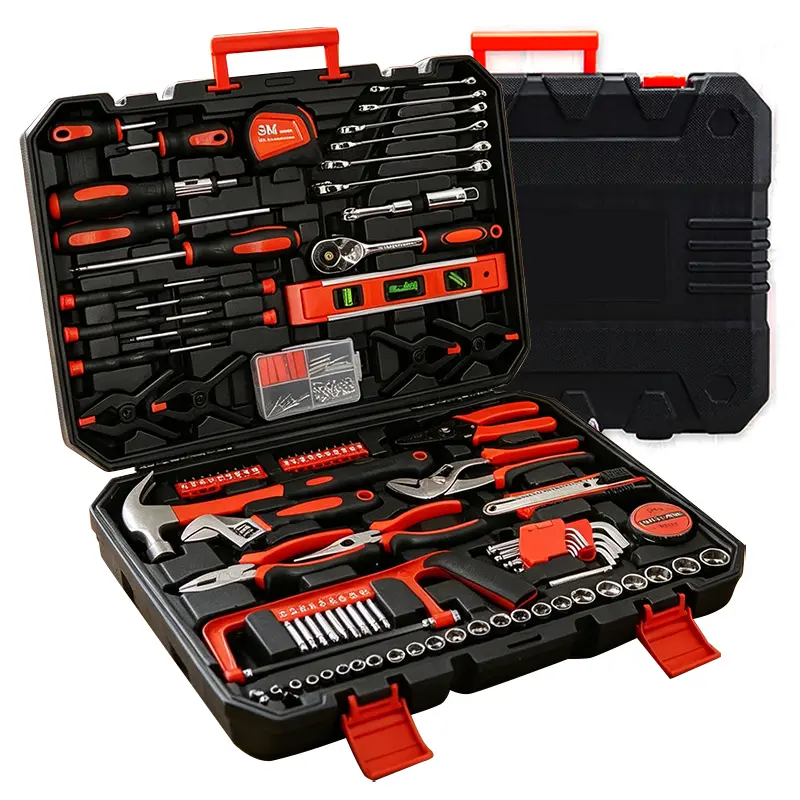 158 PCS Hand Tool Set with Tool Box, Professional Carbon Steel Tool Kit with Hammer, Screwdrivers, Pliers, Tape Measure, Utility Knife, Home Garage Office DIY Repair Tools