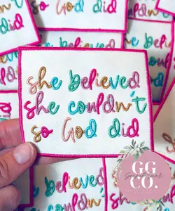 She Believed She Couldn’t Patch, Christian Hat Patch, Embroidered Patch, Trucker Hat Patch, Iron On, Trendy Hat Patch, Jesus Patch.