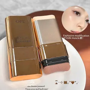 Dewy Foundation Stick, Waterproof Sweatproof, All-Day Wear,  M-Shaped Brush for Precise Application, Smudge-Proof Non-Transfer, Perfect for Daily Light Makeup & Dewy Look, Beginner-Friendly Easy Use